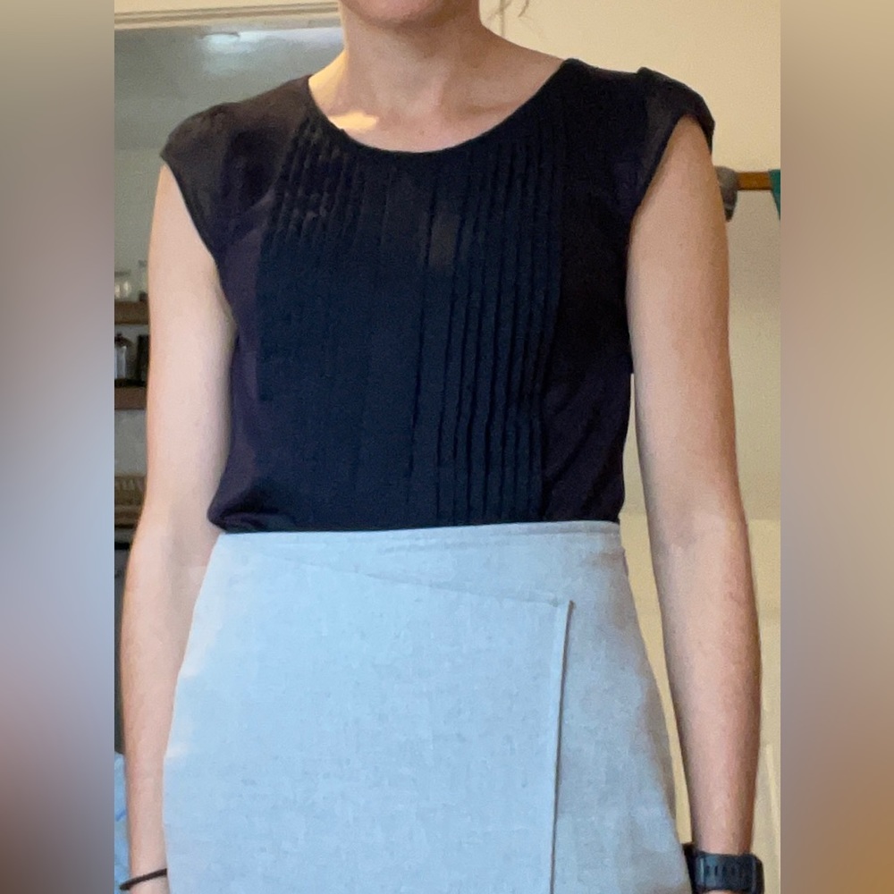 Dark Blue H&M Blouse with Ruffle Front
